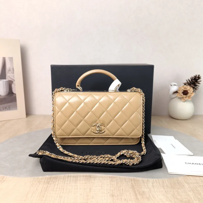 Chanel Crossbody Bag trendy cc woc Taupe Lambskin One Size 19.2 × 3.5 × 12.3 cm — cover view 6 of 6