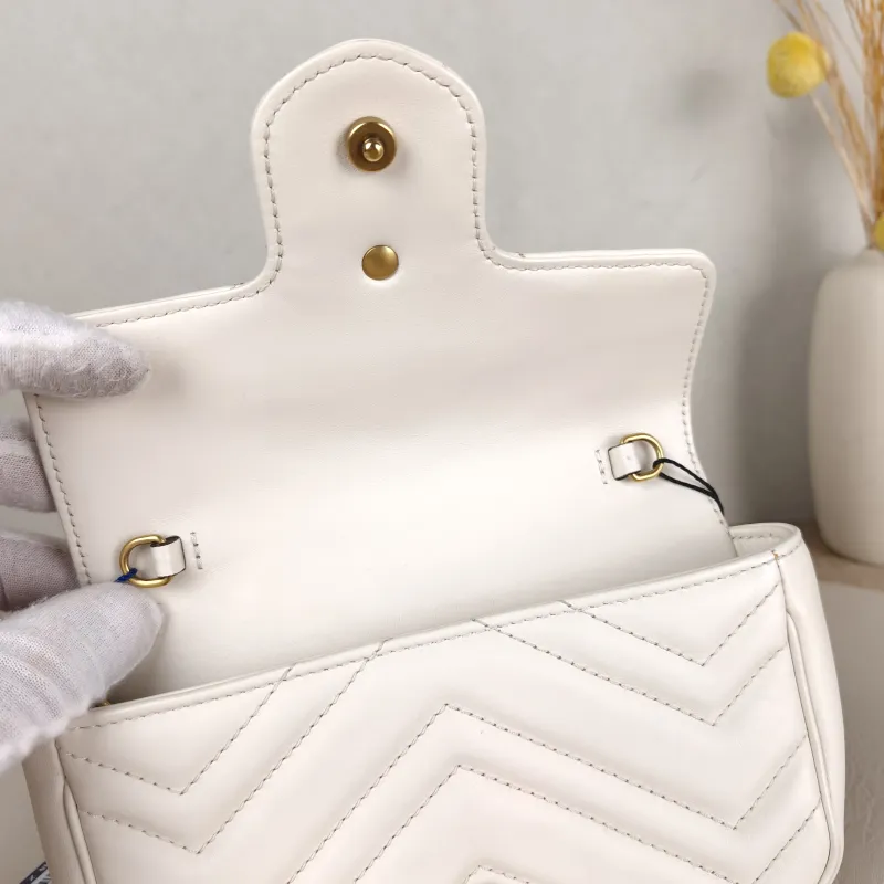 GUCCI Crossbody Bag GG Marmont Mini Marmont Mini White Calfskin Mini 16.5 × 4.5 × 9.5 cm — detail view 7 of 11