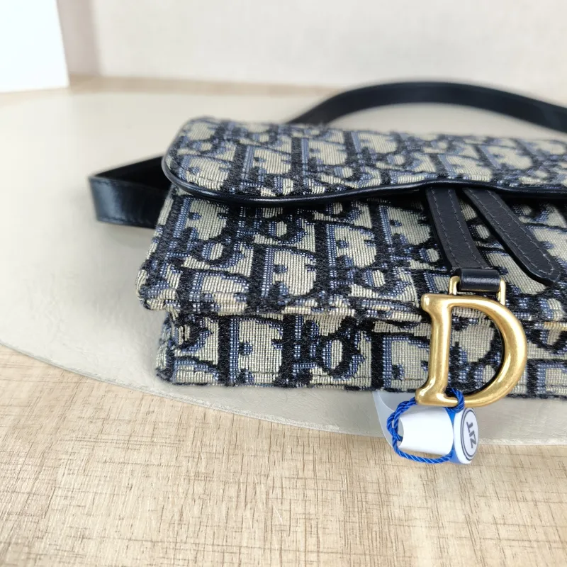 DIOR Belt Bag Saddle Belt Bag Blue Canvas One Size 17 × 3.5 × 10.5 cm — detail view 9 of 11