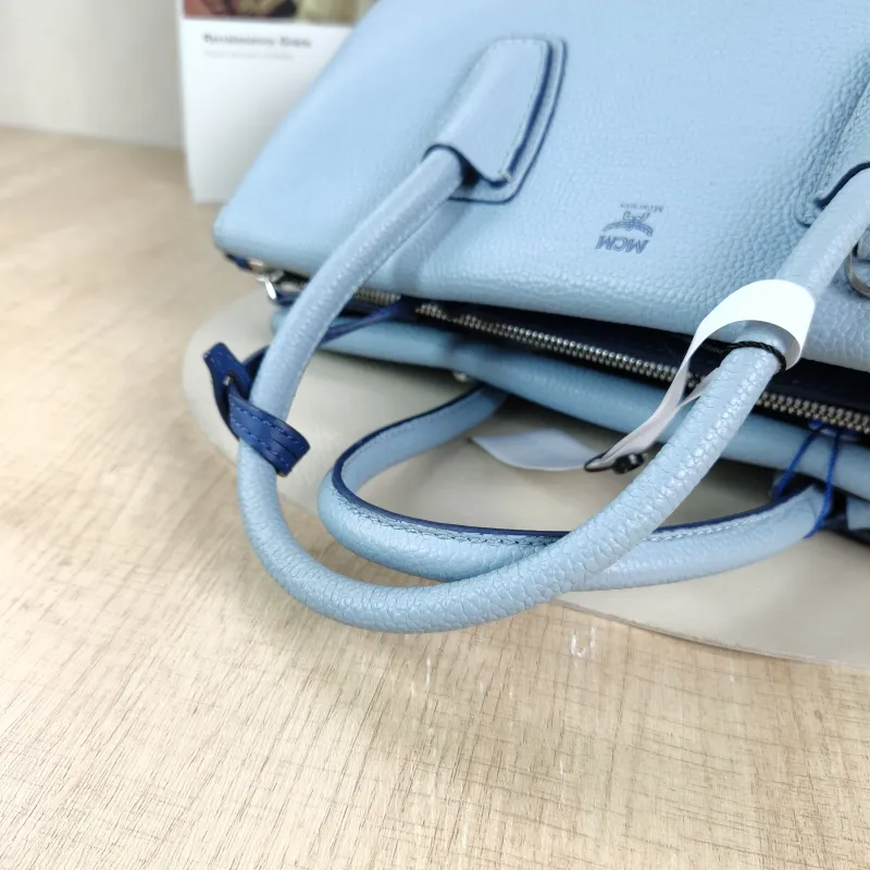 MCM Shoulder Bag Tote Bag Blue Calfskin Large34 × 15 × 22 cm — detail view 3 of 13