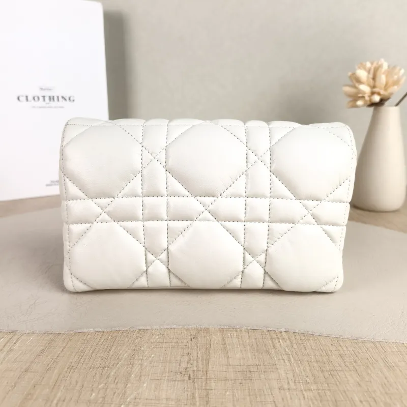 DIOR Crossbody Bag Caro Chain Bagwoc White Calfskin One Size 19.5 × 6.5 × 11 cm — cover view 3 of 5