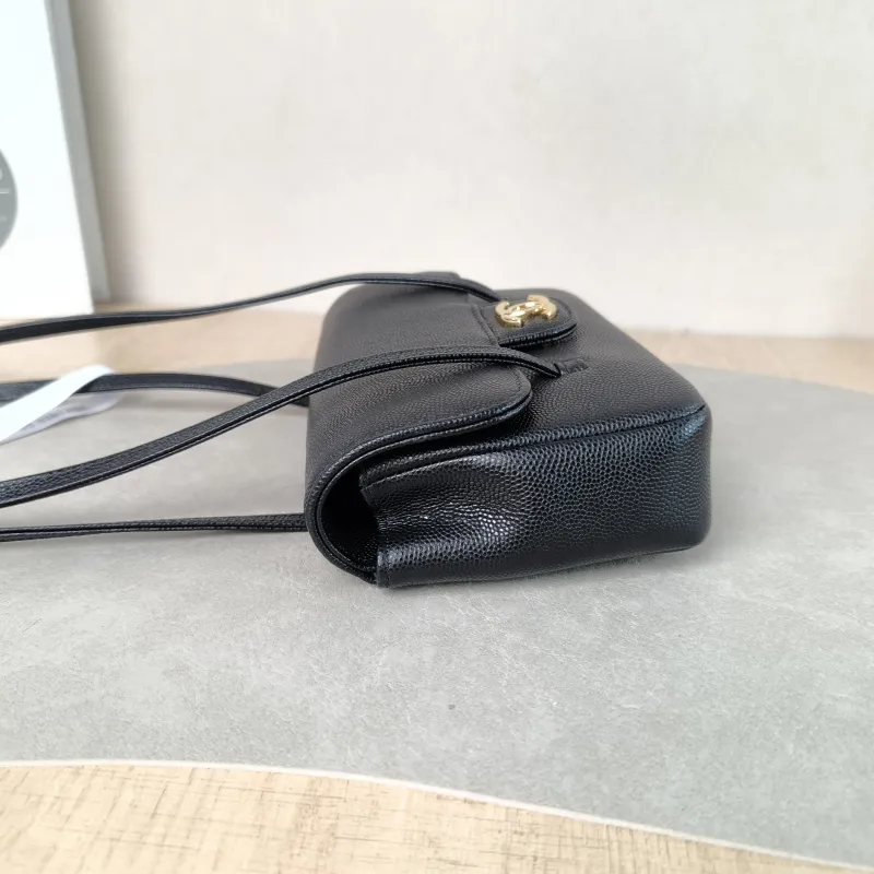 Chanel Crossbody Bag 26p preppy coco Black Grained Calfskin Mini 17 × 5 × 11.5 cm — detail view 9 of 10
