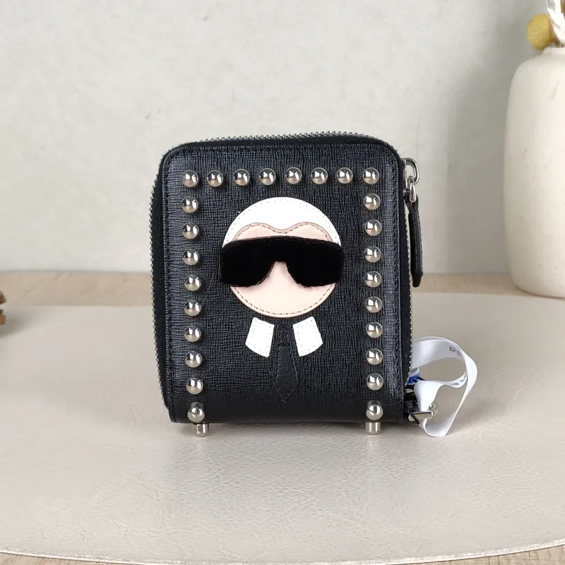 FENDI Wallet Wallet Black Calfskin One Size 9 × 2 × 11.5 cm