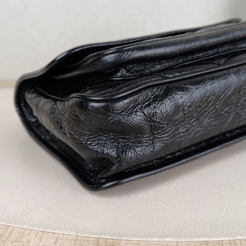 SAINT LAURENT Crossbody Bag Niki Black Waxed Leather Calfskin Small 21 × 7.5 × 16 cm — detail view 11 of 12
