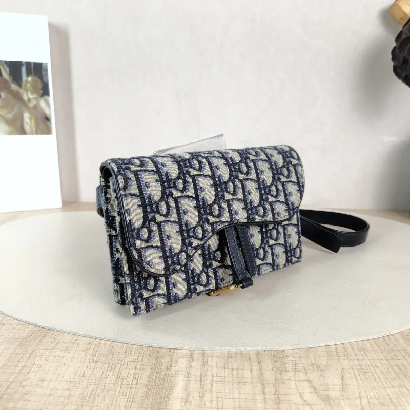 DIOR Belt Bag Saddle Belt Bag Blue Canvas One Size 17 × 3.5 × 10.5 cm — cover view 3 of 5