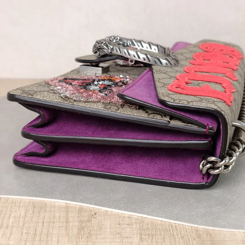 GUCCI Crossbody Bag Dionysus Monogram PVC Medium 28 × 9 × 17 cm — detail view 9 of 13