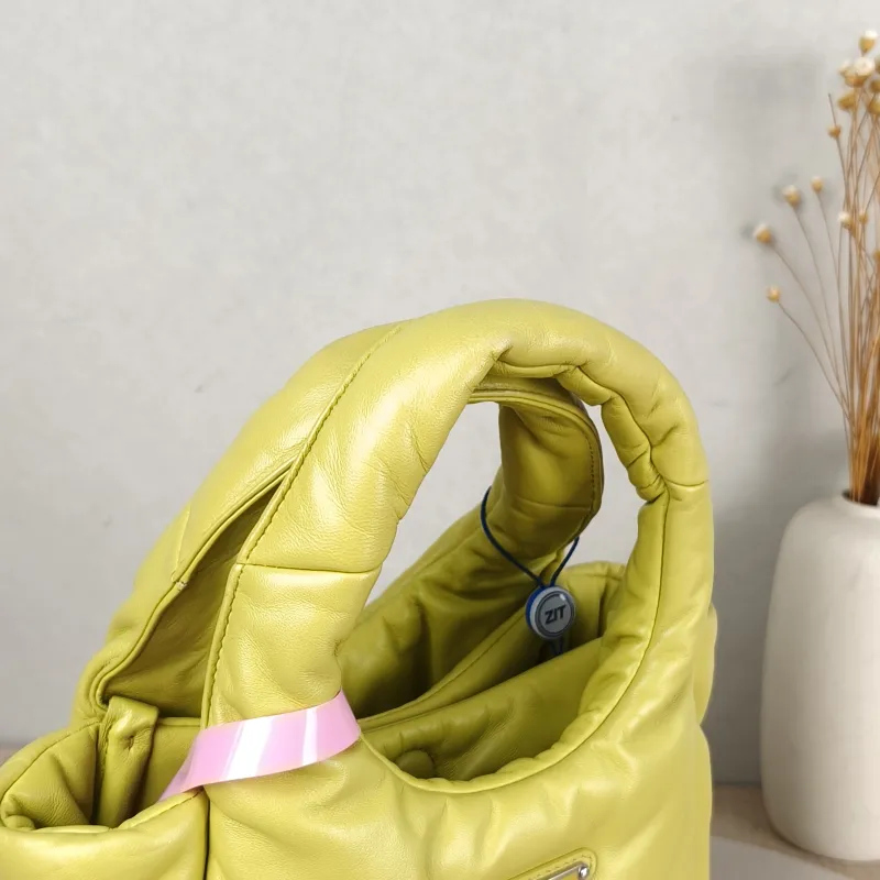 PRADA Top Handle Bag Soft Yellow Lambskin Small 18 × 10 × 15.5 cm — detail view 6 of 12