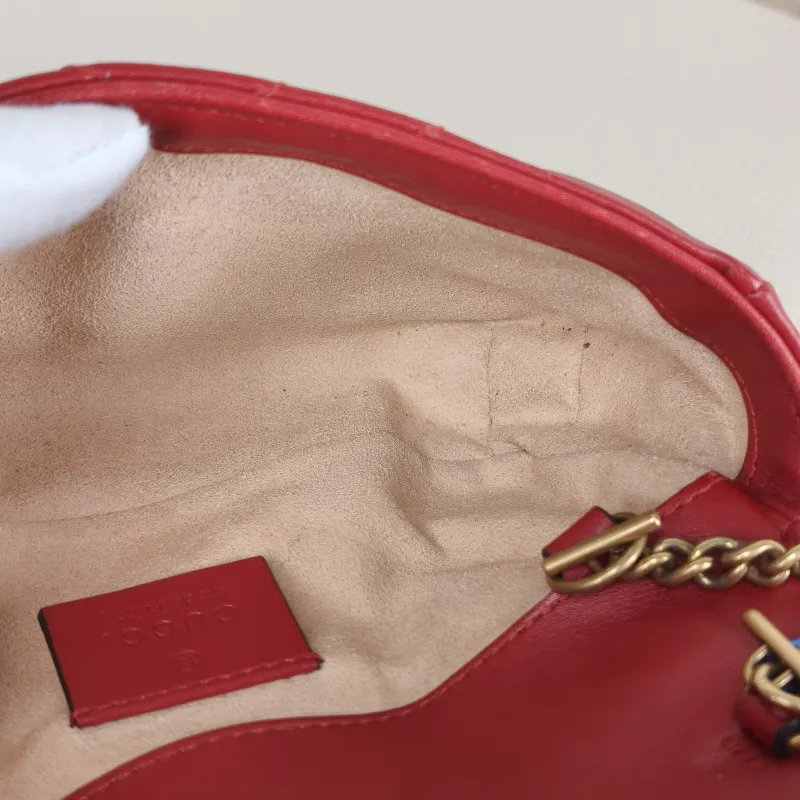 GUCCI Crossbody Bag GG Marmont Mini Marmont Mini Red Calfskin Mini 16.5 × 4.5 × 9.5 cm — detail view 5 of 8