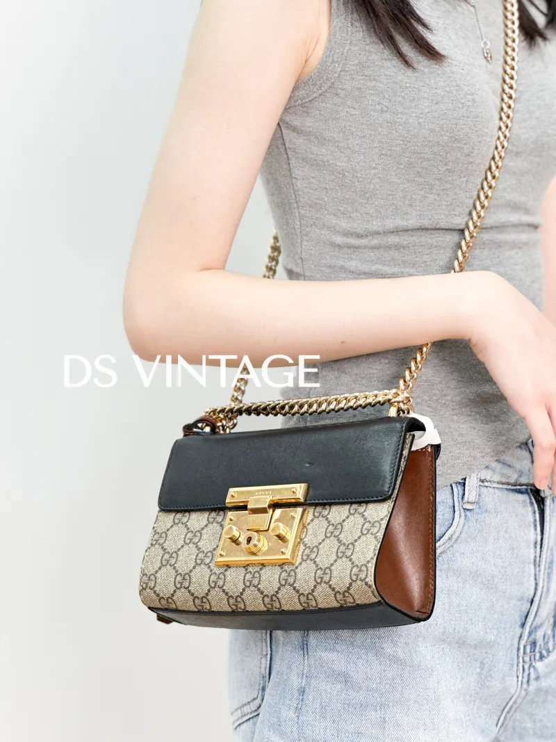 GUCCI Crossbody Bag Padlock Monogram PVC Small 20.5 × 7.5 × 13 cm — on-model view 2 of 3