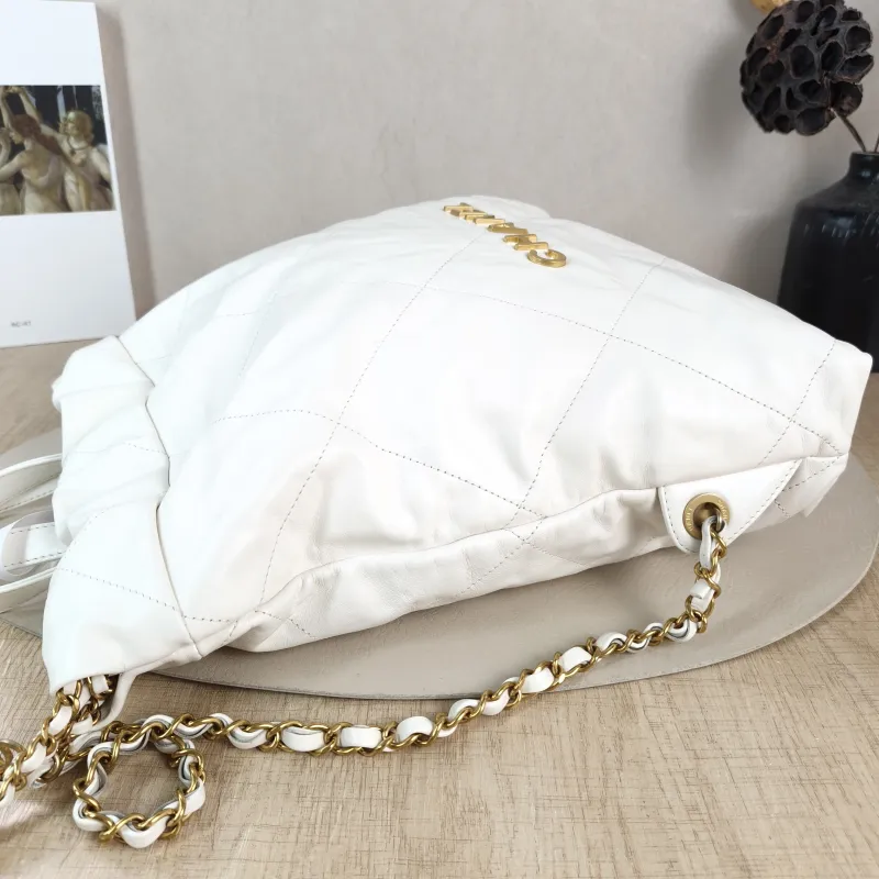 Chanel Backpack 22Bag Backpack White Gold Calfskin Small 29 × 8 × 34 cm — detail view 8 of 11