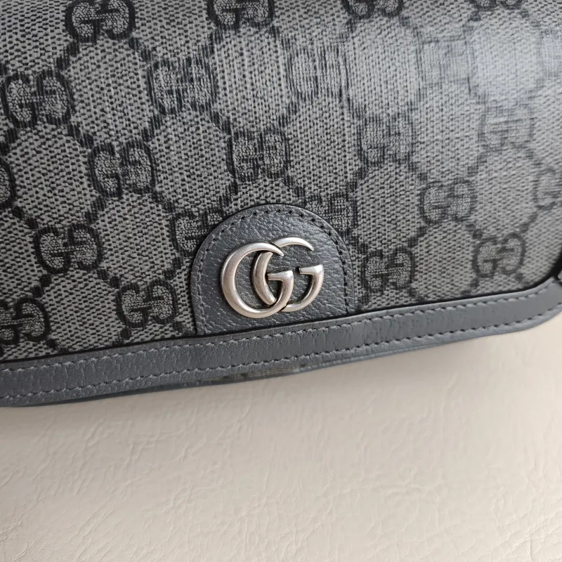 GUCCI Crossbody Bag Ophidia Messenger Bag Grey PVC One Size 19 × 5 × 11 cm — detail view 3 of 11