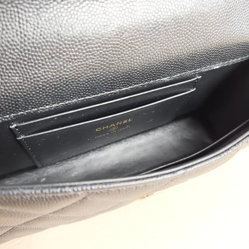 Chanel Crossbody Bag kelly Black Grained Calfskin One Size 18 × 4.5 × 10 cm — detail view 7 of 12
