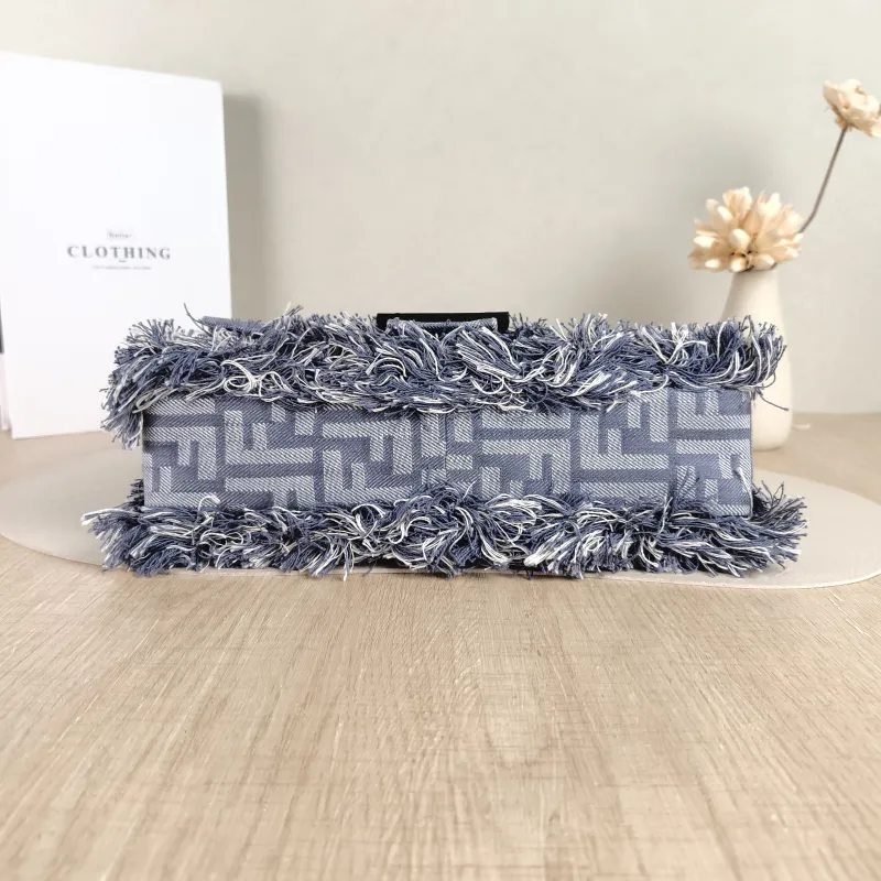 FENDI Crossbody Bag Baguette Baguette Bag Blue Canvas Medium 27 × 6 × 15 cm — cover view 2 of 5