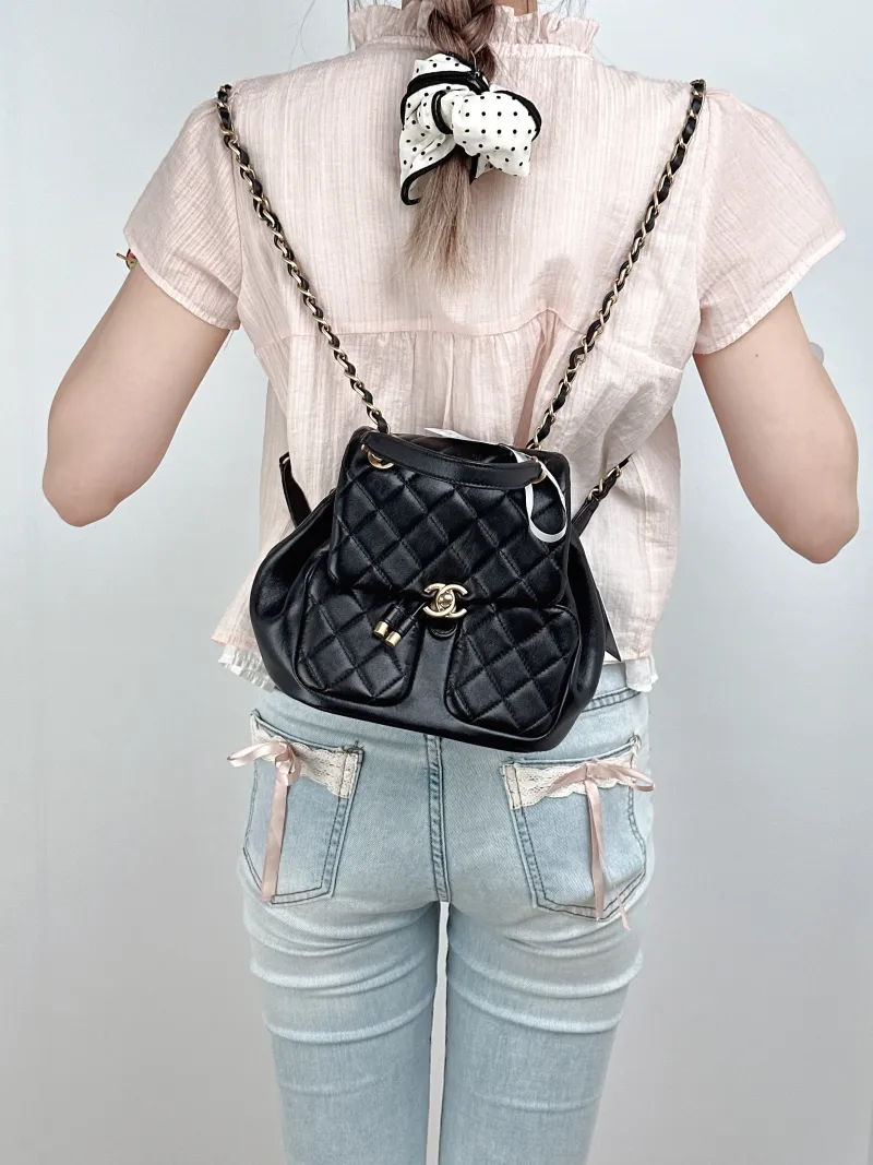 Chanel Crossbody Bag23k Backpack Black Lambskin One Size23 × 12 × 20 cm — on-model view 2 of 3