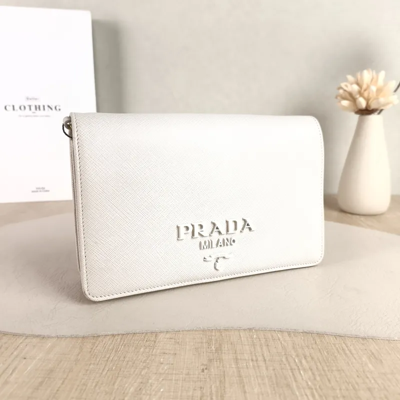 PRADA Crossbody Bag Crossbody Bag White Calfskin One Size 20 × 4 × 13 cm — cover view 5 of 5