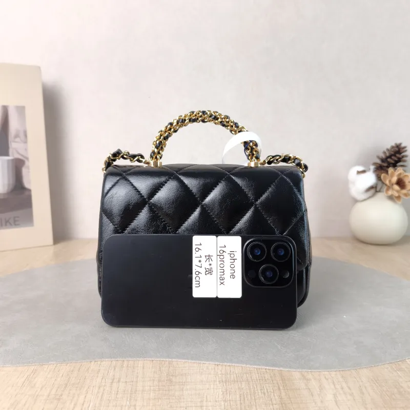 Chanel Crossbody Bag 24b Black Waxed Leather One Size 19 × 6 × 13 cm — cover view 2 of 5
