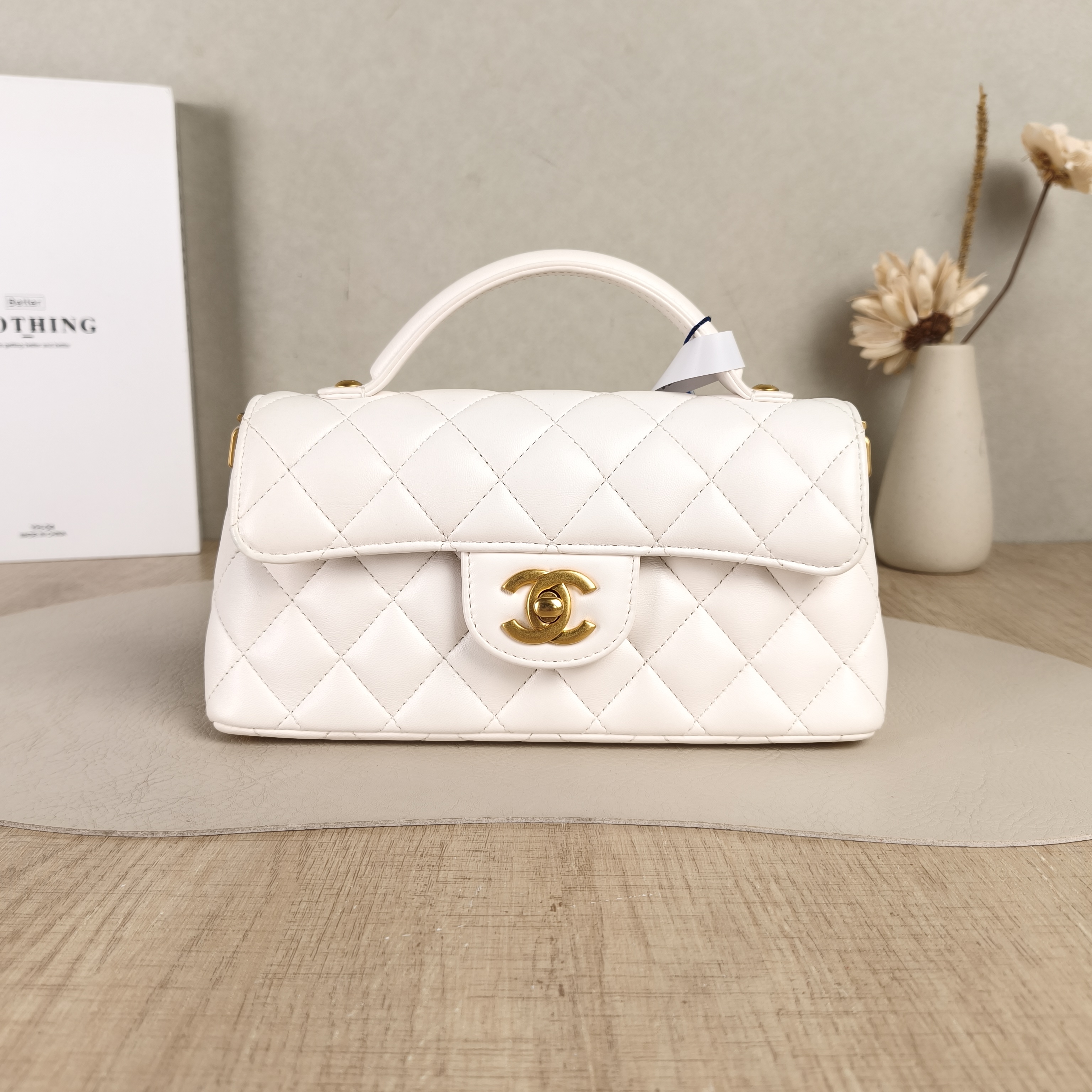 Chanel Crossbody Bag25p kelly White Lambskin mini20 × 5.5 × 14 cm