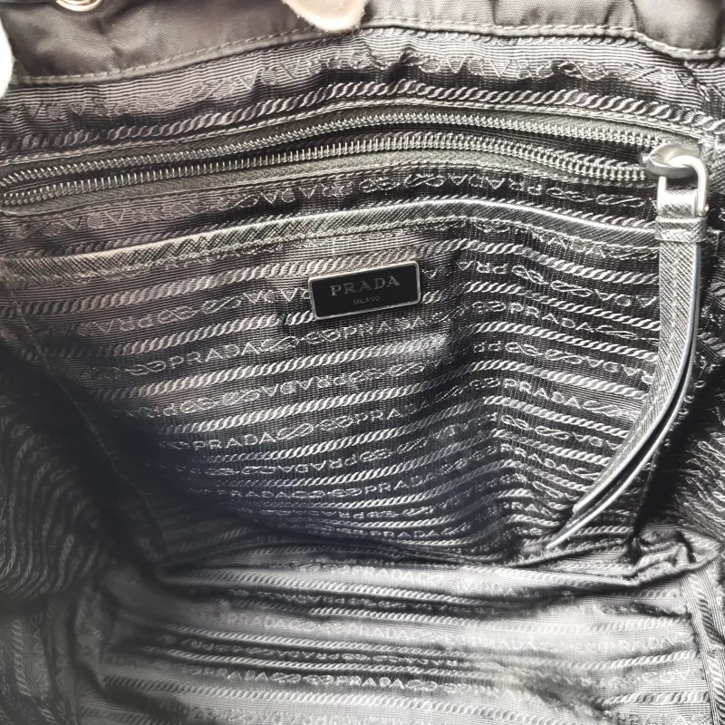 PRADA Backpack Nylon Backpack Black Nylon One Size 30 × 15 × 30 cm — detail view 8 of 14