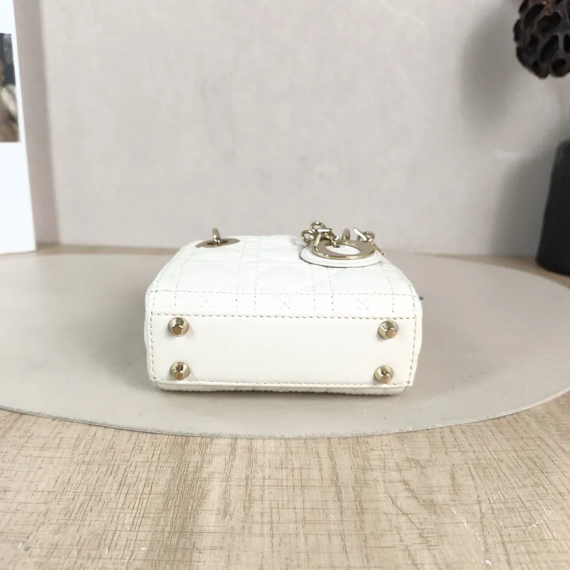 DIOR Crossbody Bag Lady Lady Dior Bag White Lambskin Mini 12 × 5 × 10 cm — cover view 2 of 5
