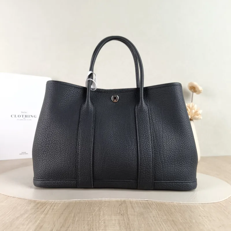 Hermès Top Handle Bag Garden Party 30 30 Black Negonda Calfskin Medium 30 × 13 × 21 cm G — cover view 4 of 6