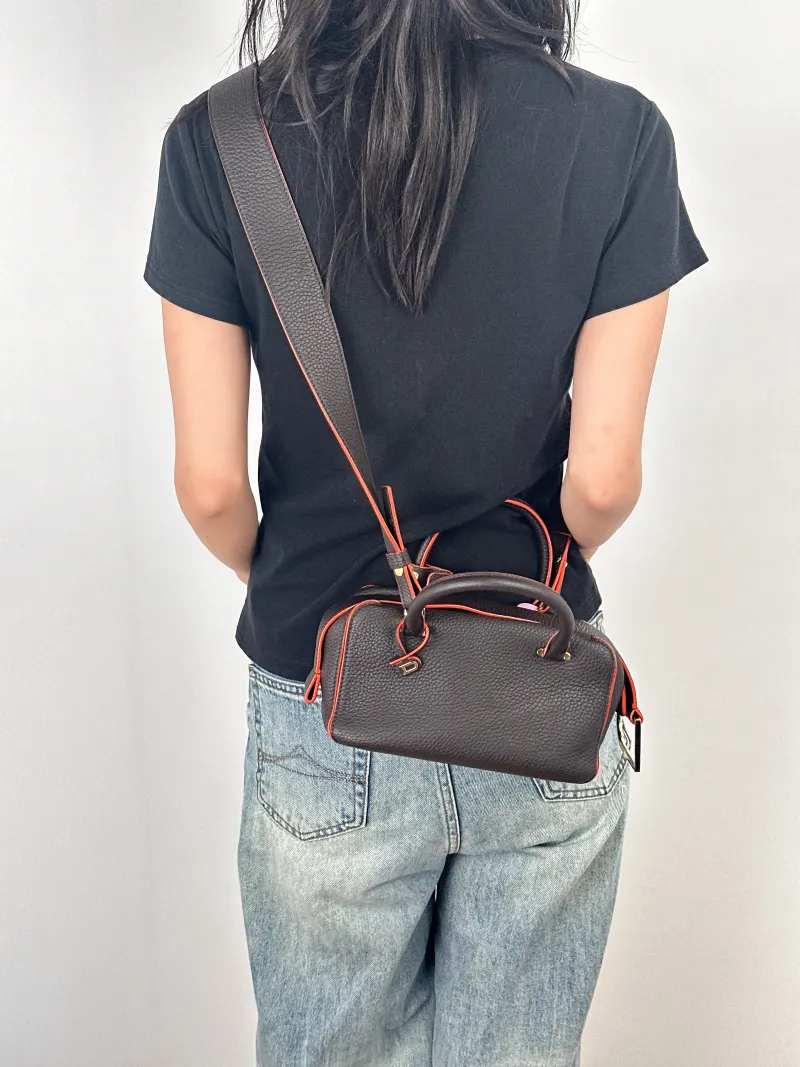 DELVAUX Top Handle Bag Cool Box Box Shoulder Bag Colorblock Calfskinmini21 × 11 × 13 cm — on-model view 2 of 3