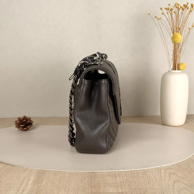 SAINT LAURENT Shoulder Bag COLLEGE Dark Grey Lambskin Medium 24 × 6.5 × 17 cm — detail view 13 of 13