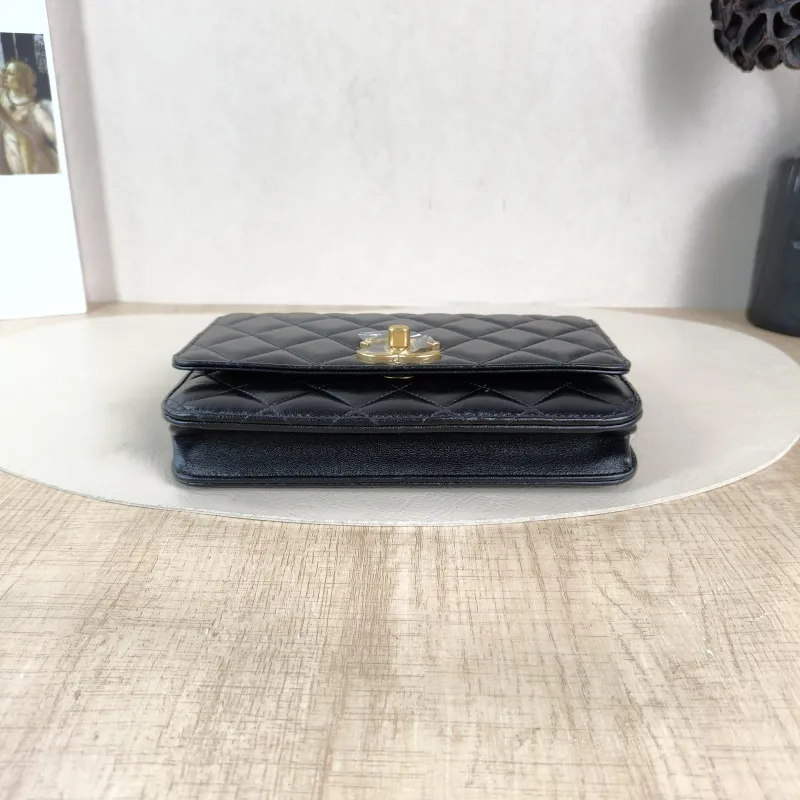 Chanel Crossbody Bag Classic Flap WOC CF WOCWOC Bag C Black Lambskin Mini 19.2 × 3.5 × 12.3 cm — cover view 5 of 6