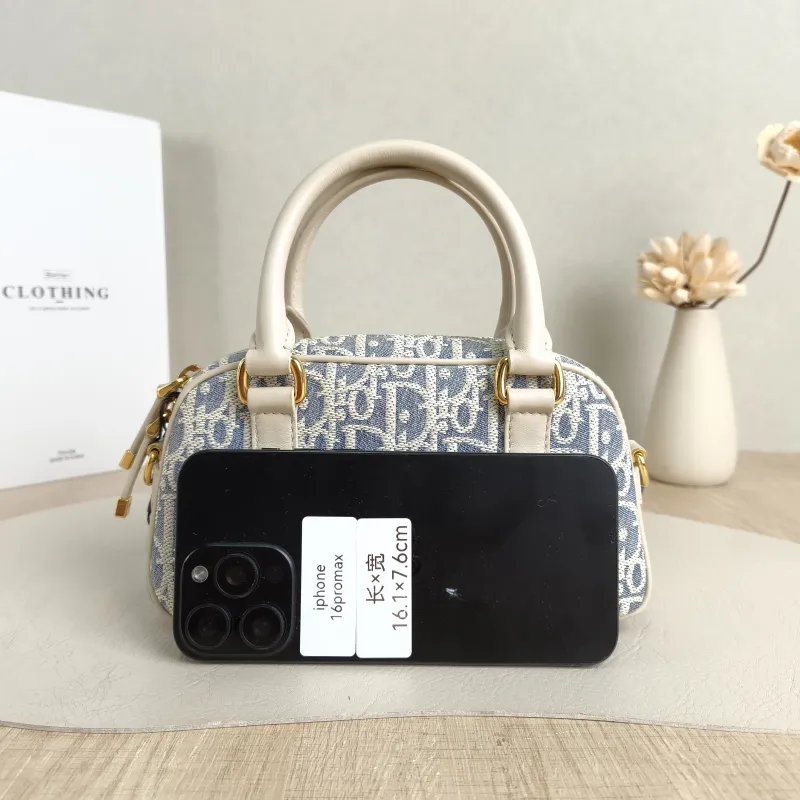 DIOR Top Handle Bag D-Vibe East-West Bowling Bag Blue mini20.5 × 7 × 12 cm — cover view 4 of 5