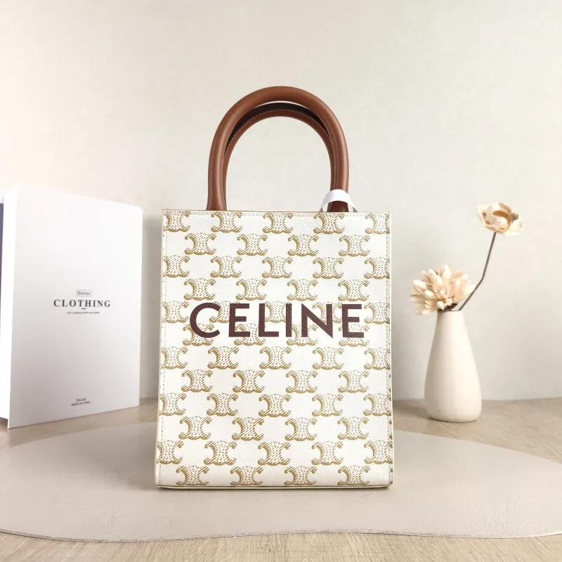 CELINE Crossbody Bag CABAS Mini White PVC Mini 17 × 4 × 20.5 cm