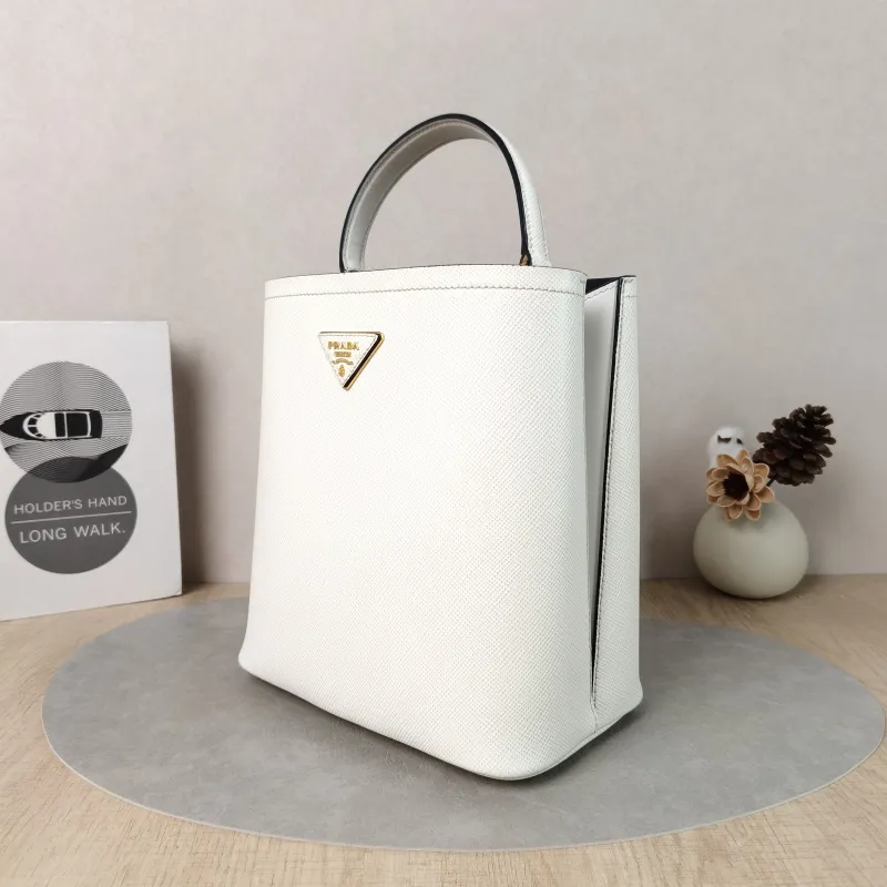 PRADA Shoulder Bag Panier White Calfskin One Size22 × 13 × 23 cm — cover view 3 of 6