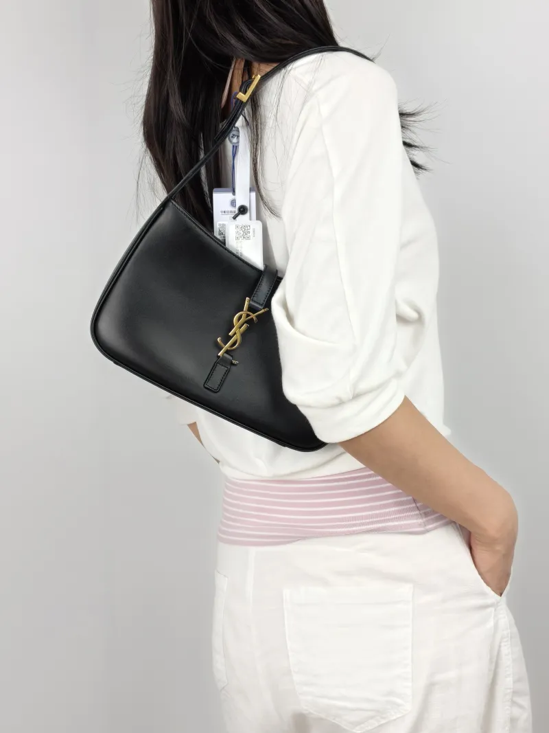 SAINT LAURENT Shoulder Bag LE 5 À 7 Black Calfskin Small23 × 6.5 × 16 cm — on-model view 2 of 2