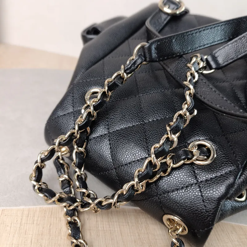 Chanel Backpack duma Black Grained Calfskin Small 18 × 9.5 × 19 cm — detail view 10 of 12