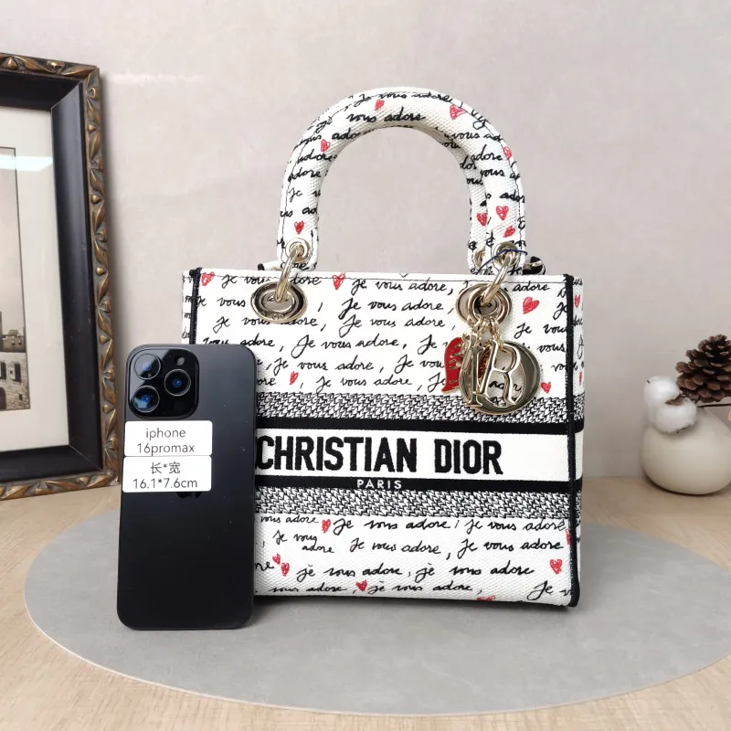 DIOR Top Handle Bag Lady Lady Dior Bag Colorblock Canvas Medium24 × 12 × 21 cm — cover view 5 of 6