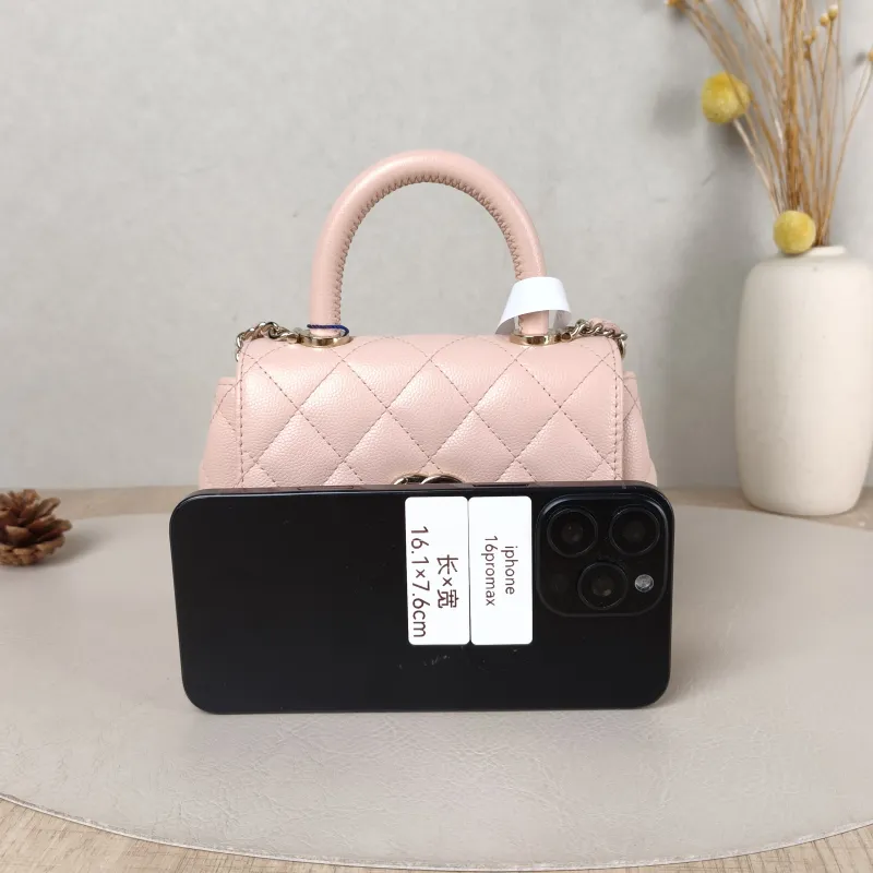 Chanel Top Handle Bag Coco Handle​ Pink Grained Calfskin Mini 14.5 × 5.5 × 11.5 cm — cover view 3 of 5