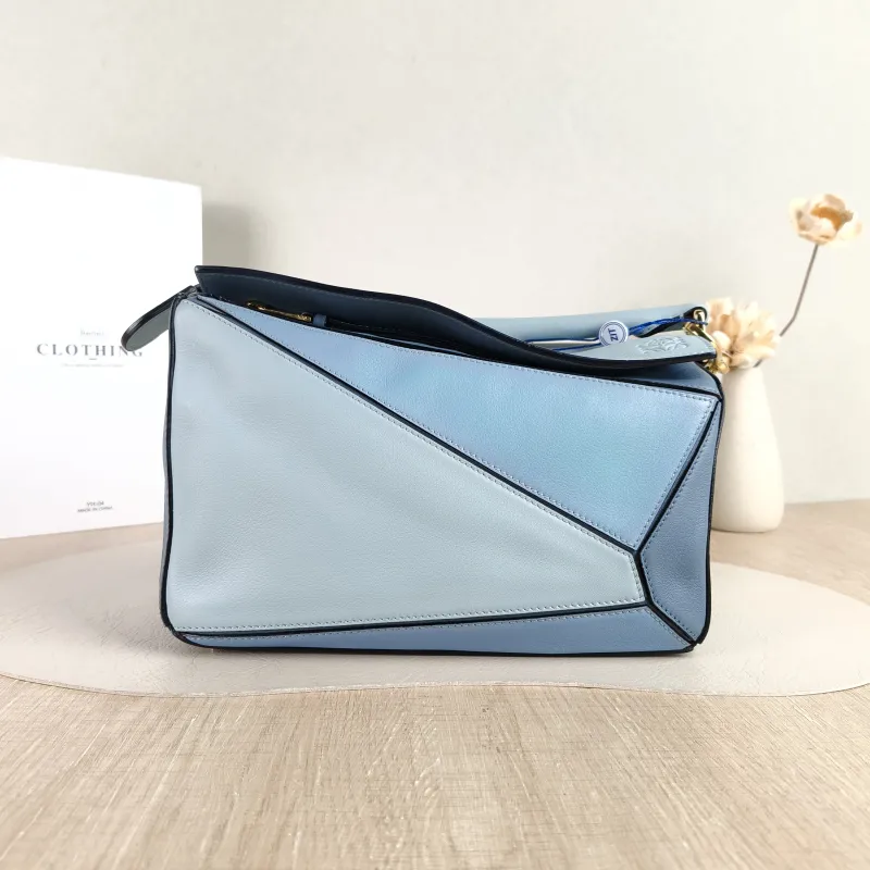 LOEWE Crossbody Bag Puzzle Blue CC alfskin Small 24 × 10.5 × 16.5 cm