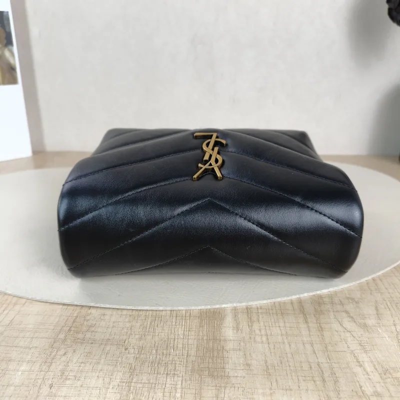 SAINT LAURENT Crossbody Bag LOULOU Black Calfskin Mini 20 × 7.5 × 14 cm — detail view 7 of 12