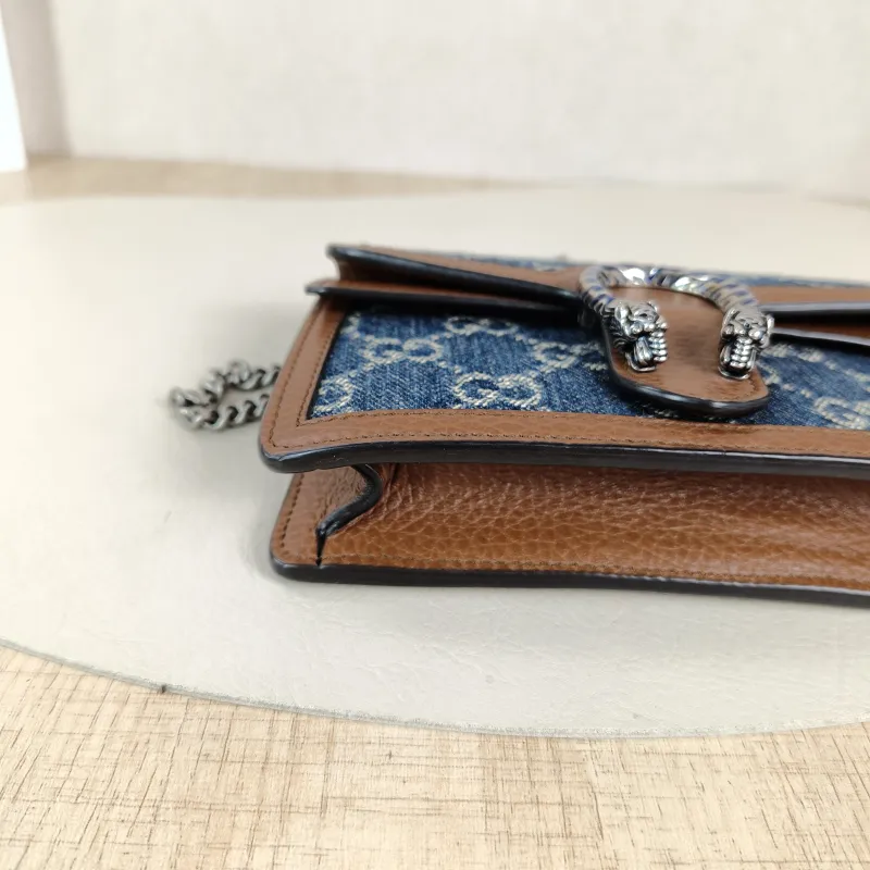 GUCCI Crossbody Bag Dionysus Blue Brown mini16.5 × 4.5 × 10 cm — detail view 9 of 13