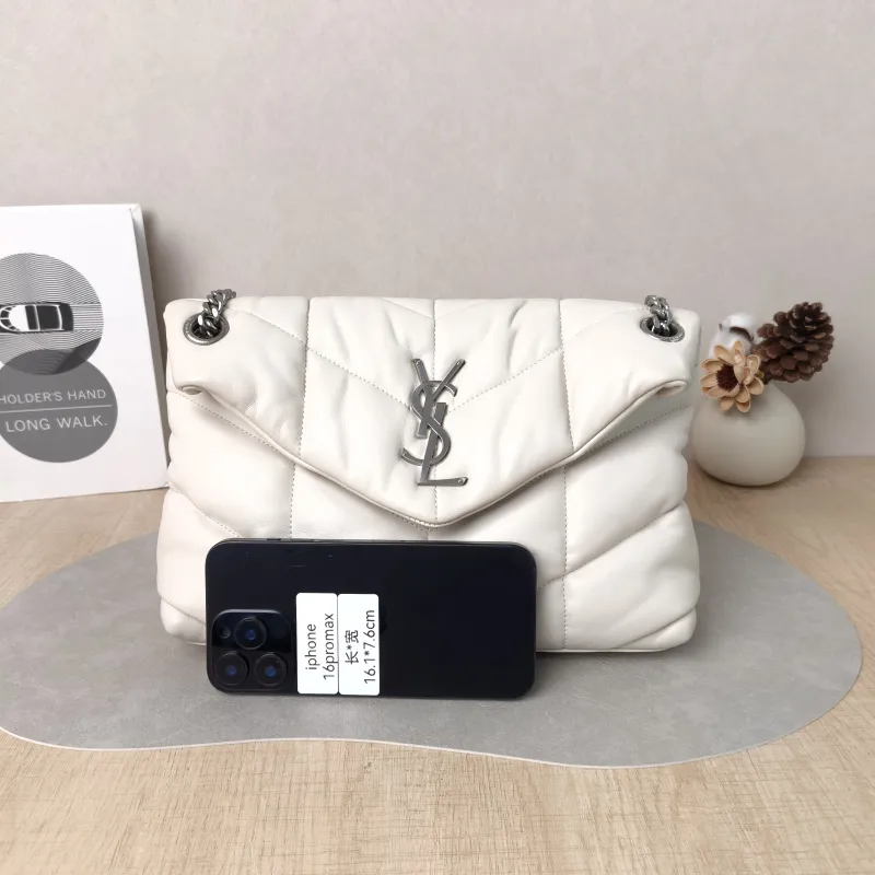 SAINT LAURENT Shoulder Bag PUFFER White Lambskin Small 29 × 11 × 17 cm — cover view 6 of 6