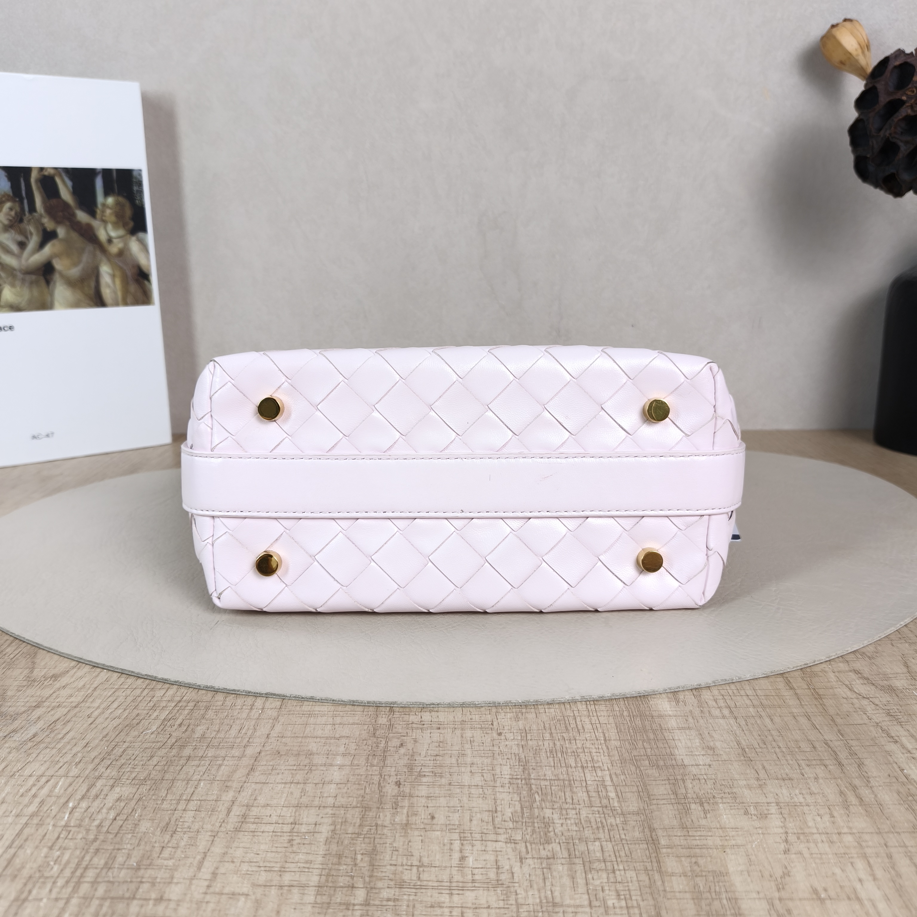 Bottega Veneta Top Handle Bag Wallace Woven Vanity Case Bag Pink Lambskin Medium20 × 9.5 × 13 cm — cover view 2 of 6