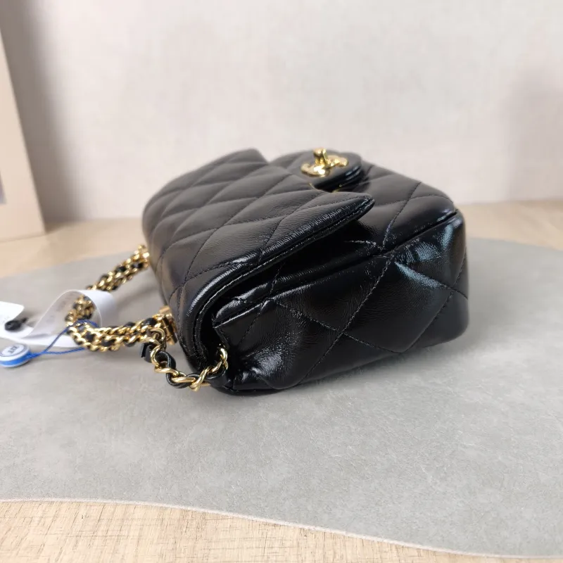 Chanel Crossbody Bag 24b Black Waxed Leather One Size 19 × 6 × 13 cm — detail view 11 of 15