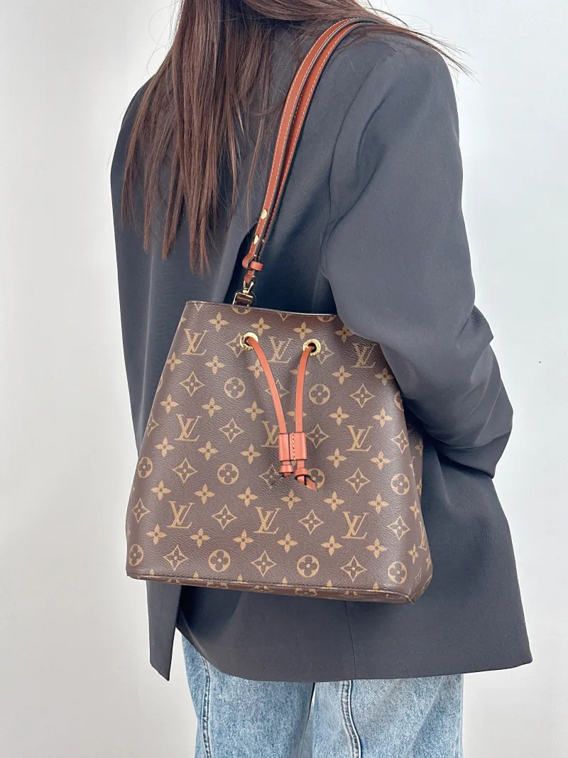 Louis Vuitton Shoulder Bag NÉONOÉ Bucket Bag Caramel PVC Medium 26 × 17.5 × 26 cm — on-model view 2 of 2
