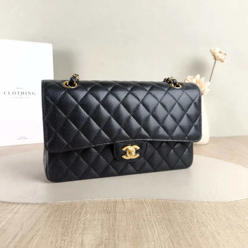 Chanel Crossbody Bag Classic Flap CF Black Grained Calfskin Medium 25.5 × 6.5 × 15.5 cm — cover view 2 of 4