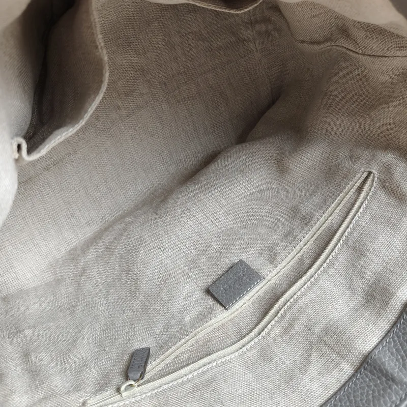 GUCCI Shoulder Bag Tote Bag Grey Calfskin One Size 33 × 14 × 25 cm — detail view 6 of 13