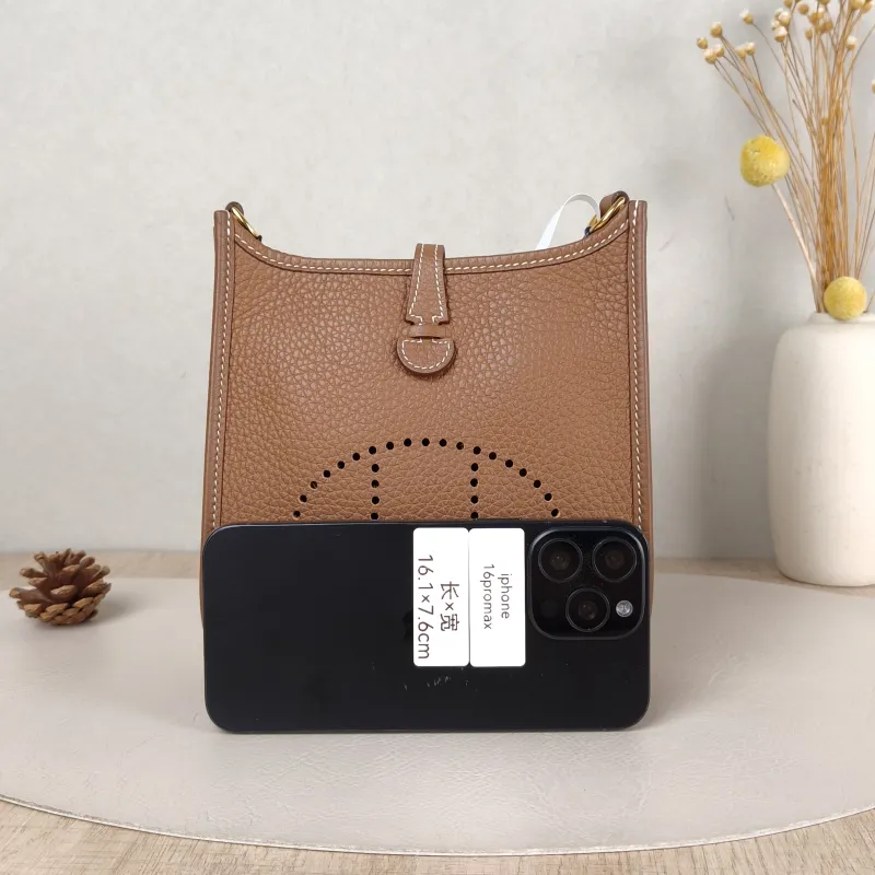 Hermès Crossbody Bag Evelyne Mini 16 Mini 16 Taurillon Clemence TC Calfskin Mini 17 × 5.5 × 18 cm W — cover view 5 of 5