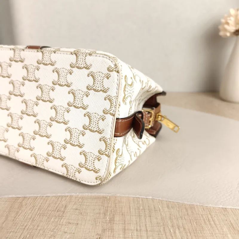 CELINE Crossbody Bag cabas de france Crossbody Bag White Monogram PVC One Size 19 × 11 × 15.5 cm — detail view 6 of 10