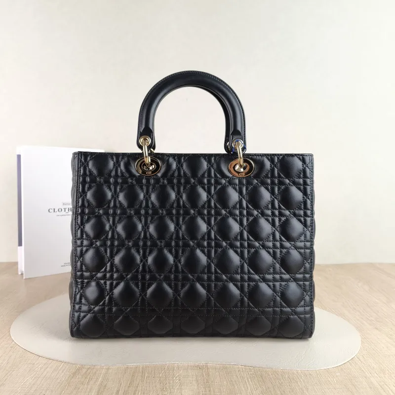 DIOR Top Handle Bag Lady Lady Dior Bag Black Lambskin Large 32 × 11 × 25 cm — cover view 2 of 5