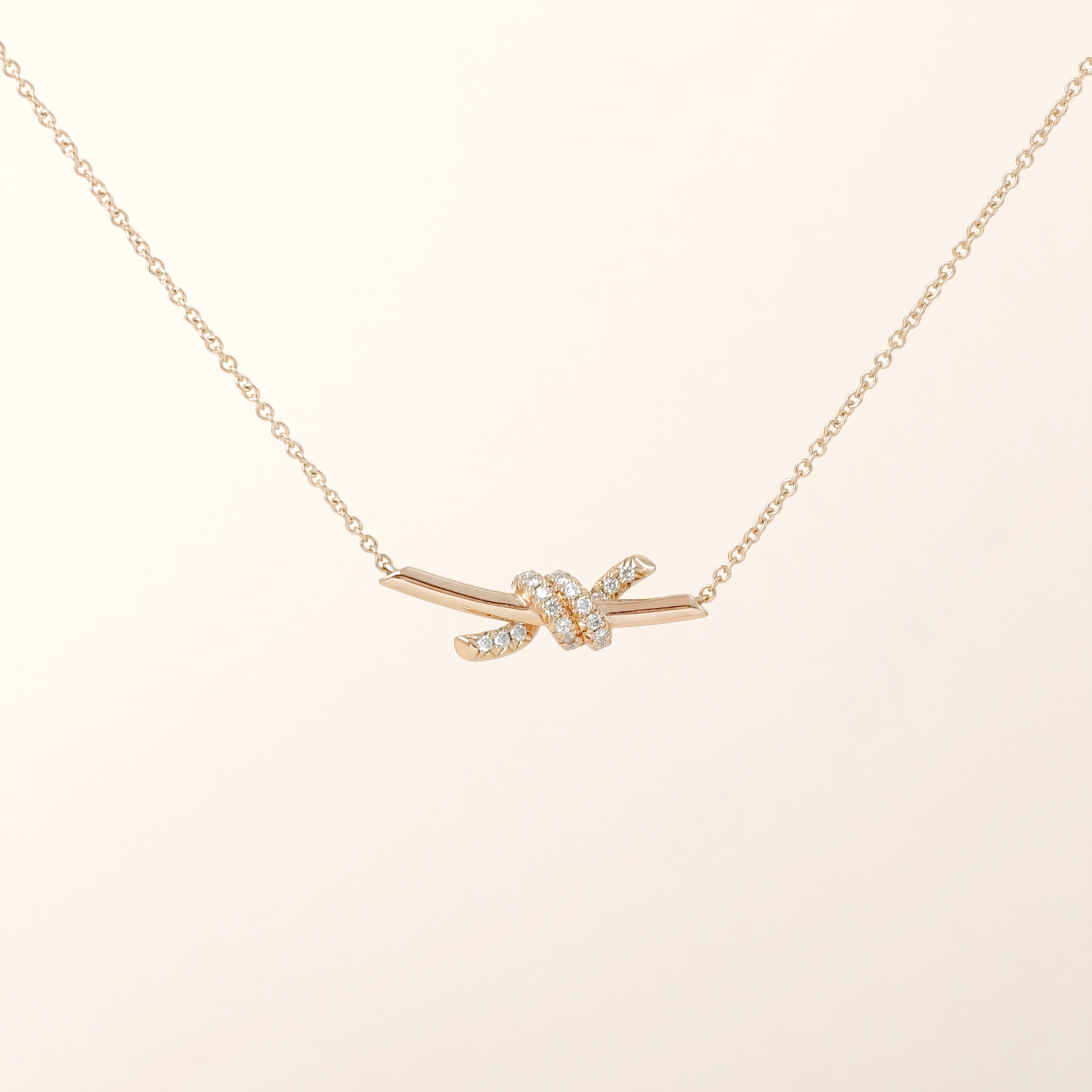 Tiffany&Co. Necklace Knot Collection Rose Gold Necklace Rose Gold Diamond · 18KR ose Gold Small38.1-43.2