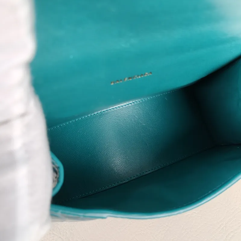 BALENCIAGA Crossbody Bag Hourglass Hourglass Bag Green Embossed Calfskin XS 19 × 8 × 13 cm — detail view 9 of 12