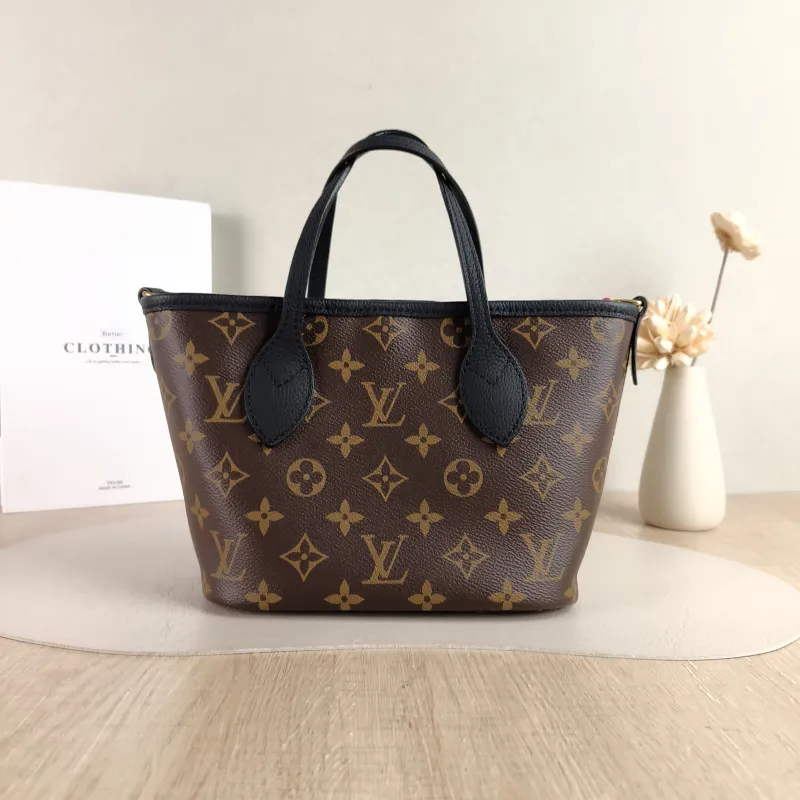 Louis Vuitton Crossbody Bag NEVERFULL INSIDE OUT BB Black PVC · Calfskin BB 26.5 × 11 × 16.5 cm