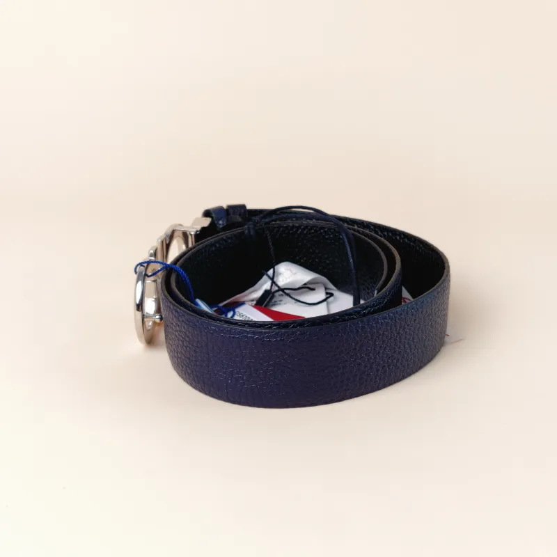 FERRAGAMO Belt Belt Navy Calfskin One Size 96cm โ cover view 6 of 8